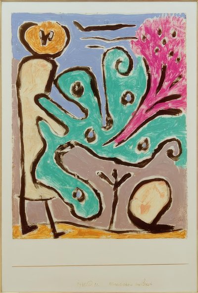 Meisje bij de struik door Paul Klee